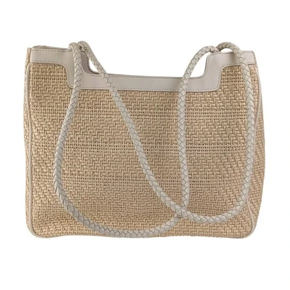 Vintage Etienne Aigner Woven Straw Shoulder Bag & Matching Wallet Braided Strap - Picture 2 of 4